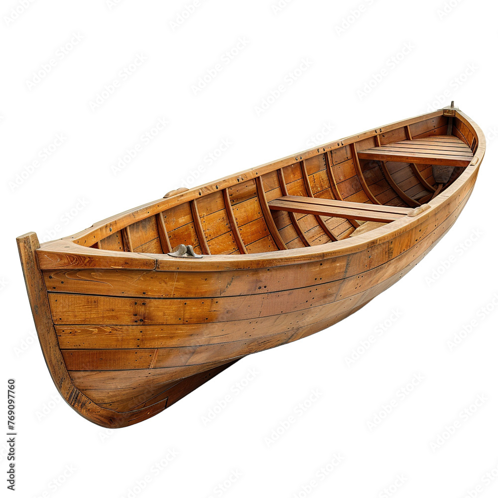 Wooden empty rowing boat isolated on white or transparent background Wooden empty rowing boat isolated on white or transparent background