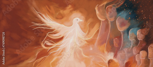 Quadro em tela Pentecost. Christian painting banner.