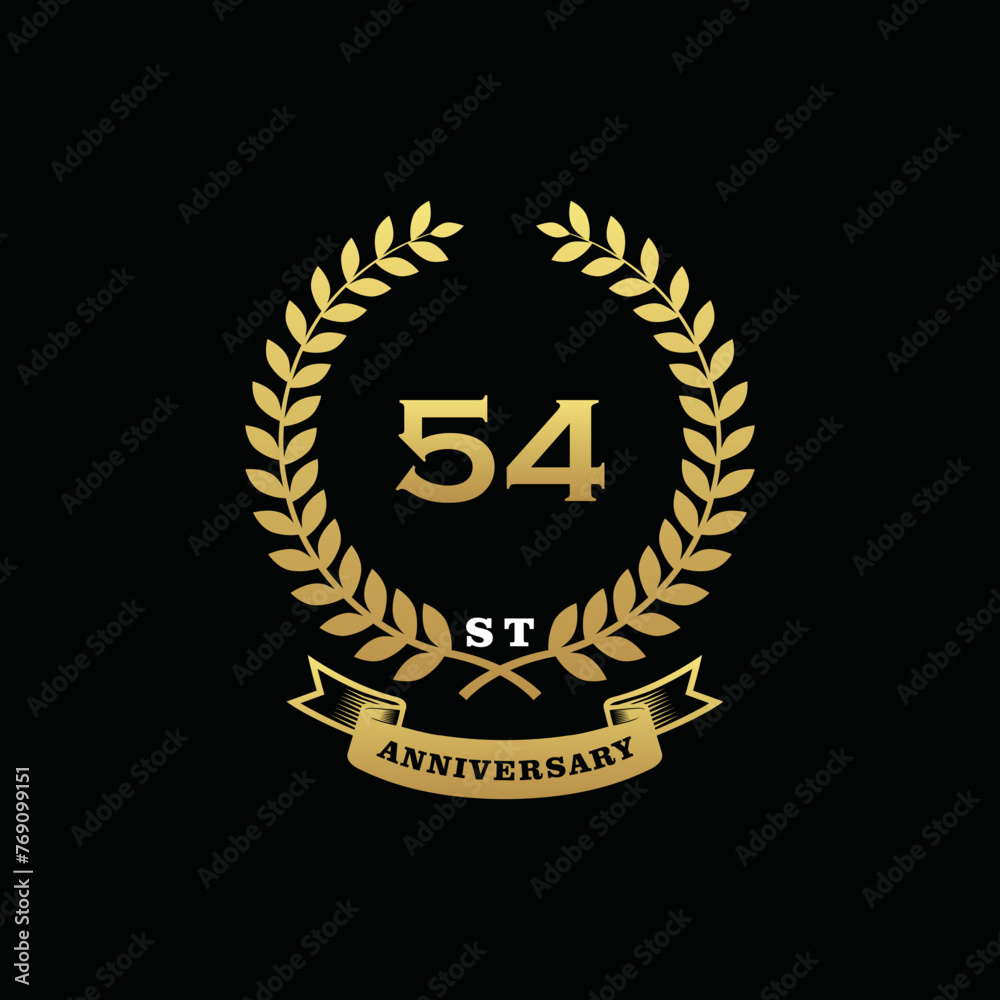 Fototapeta premium 54 th anniversary logo gold