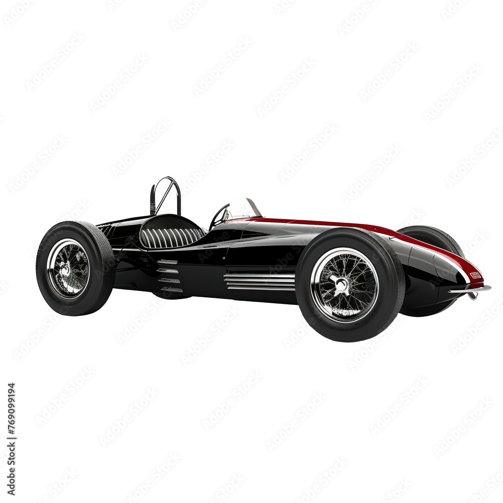 Vintage racing car isolated on white or transparent background