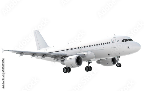 White passenger aircraft fly isolated on white or transparent background