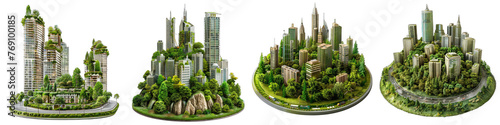 Green cities with eco-friendly infrastructure Hyperrealistic Highly Detailed Isolated On Transparent Background Png File