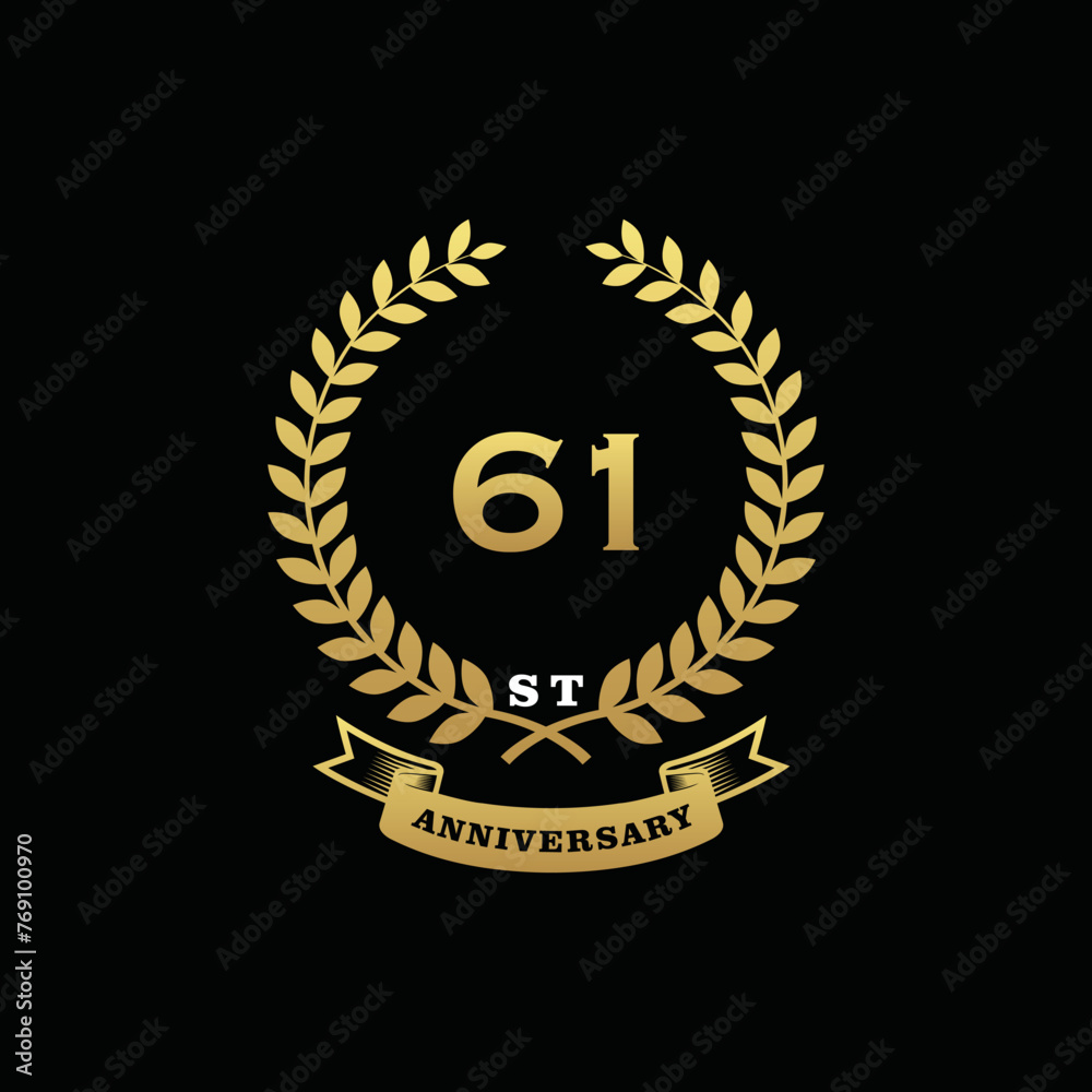 Fototapeta premium 61 th anniversary logo gold