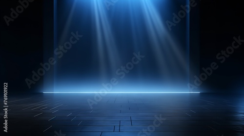 Abstract Darkness: Empty Dark Blue Background with Radiating Rays   © Waqas