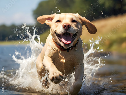A loyal Labrador Retriever dog happy moment