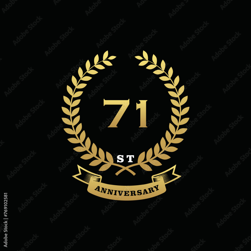 Naklejka premium 71 th anniversary logo gold