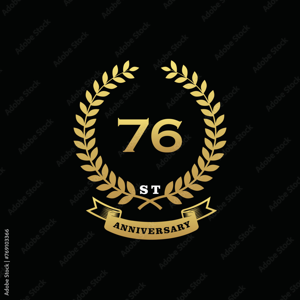 Fototapeta premium 76 th anniversary logo gold