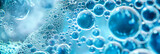 Serene Water Bubbles Floating in Blue, Abstract Liquid Texture, Macro Beauty of Wet Elements