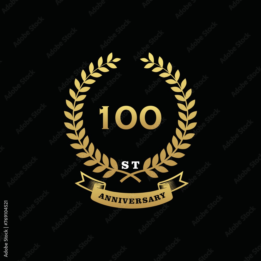 Naklejka premium 100 th anniversary logo gold