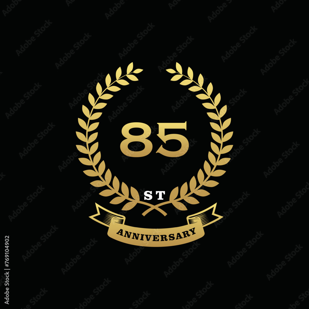 Naklejka premium 85 th anniversary logo gold