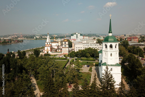 Aerial view of the Church in the Name of the Savior of the Holy Image in Irkutsk photo