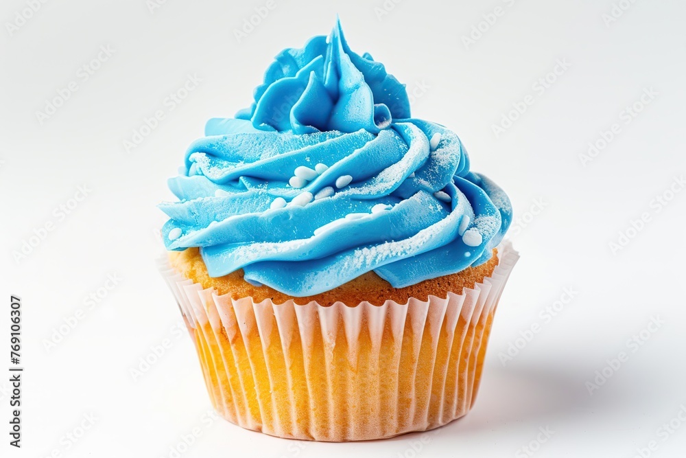 Tasty cupcake with butter cream on white background Tasty cupcake with butter cream on white background