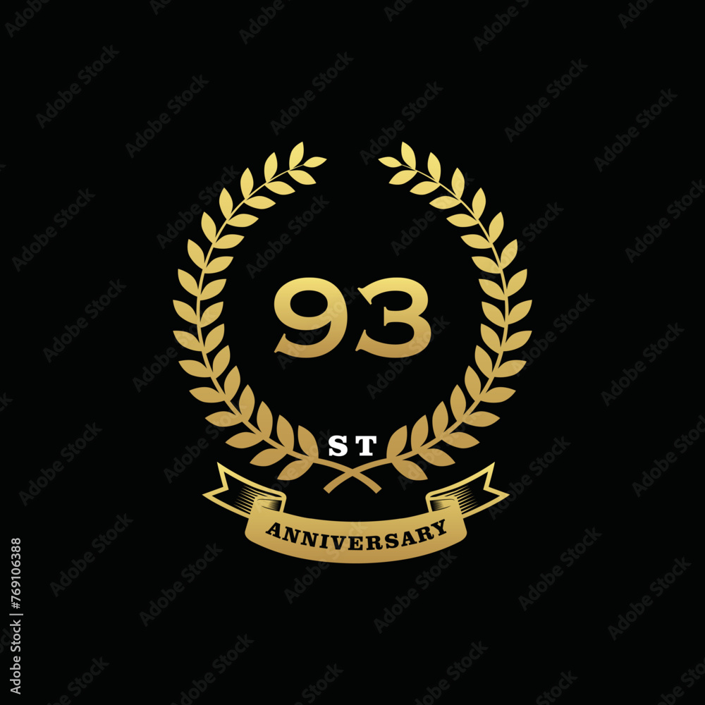 Naklejka premium 93 th anniversary logo gold
