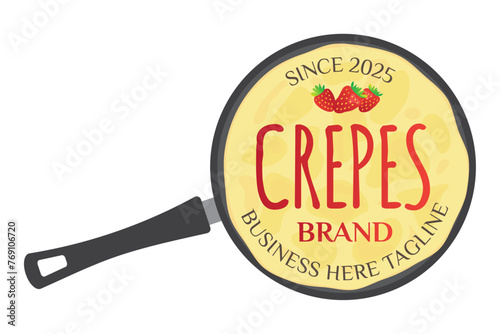 Crepes or Pancakes in Crepe Pan Logo