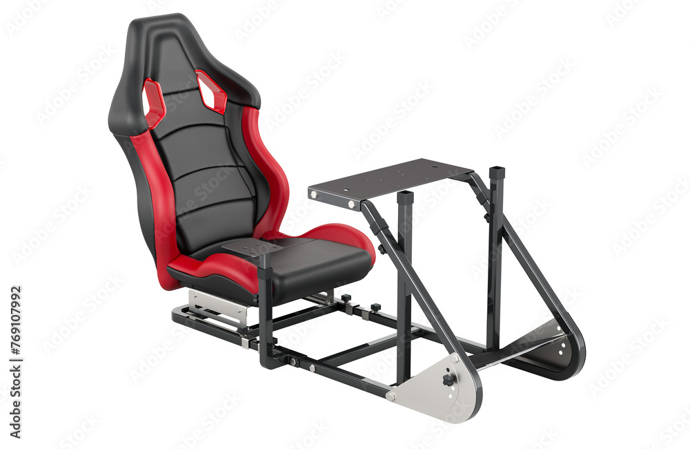 Racing Simulator Cockpit, 3D rendering isolated on transparent background