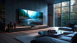Elegant living room with big tv screen. Big Tv In A Living Room