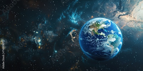 Our planet in outer space infinity background