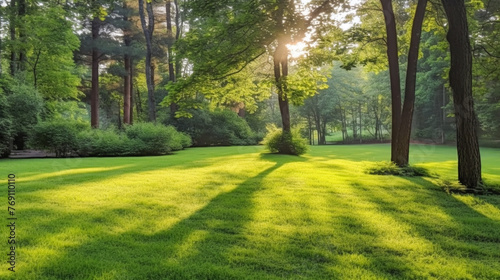 Smooth Carpet of Verdant Grass. Expansive Green Serenity Landscape