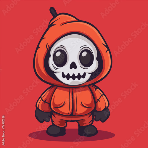 Funny costume of skull halloween character vector 