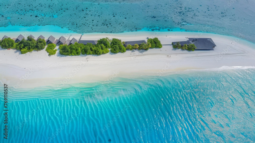  Fresh of summer on the beach in Maldives top view 
