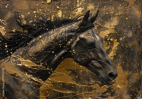 horse image  gold color clay  table  decorative  design  wall image  classical decoration 