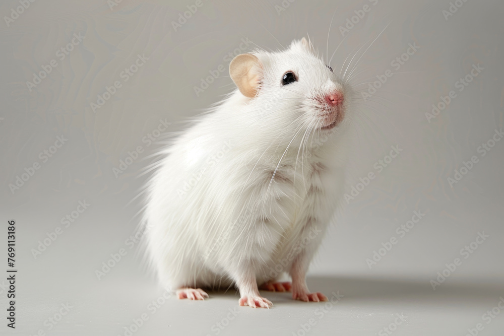 A purebred rodent poses for a portrait in a studio with a solid color background during a pet photoshoot.
A purebred rodent poses for a portrait in a studio with a solid color background during a pet photoshoot.