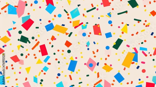 A playful and colorful confetti pattern, with scattered shapes and sparkles on a neutral background, injecting joy and celebration into designs created with Generative AI Technology photo