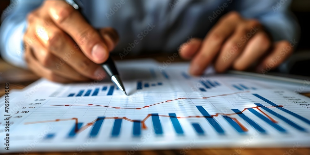 Analyzing Financial Stability: Ascending Graphs Representing Diversification and Investment Analysis. Concept Financial Stability, Ascending Graphs, Diversification, Investment Analysis - obrazy, fototapety, plakaty 