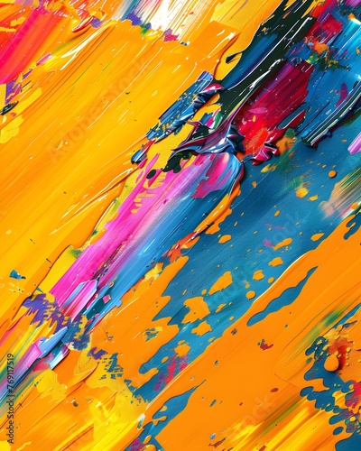 Abstract colorful oil painting on canvas.