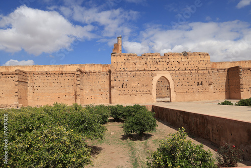 El Badi Palace or Badi' Palace is a ruined palace located in Marrakesh, Morocco. It was commissioned by the sultan Ahmad al-Mansur of the Saadian dynasty a few months after his accession in 1578.