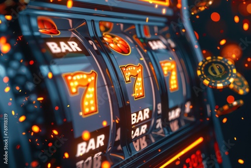 Close-up of a slot machine hitting a jackpot