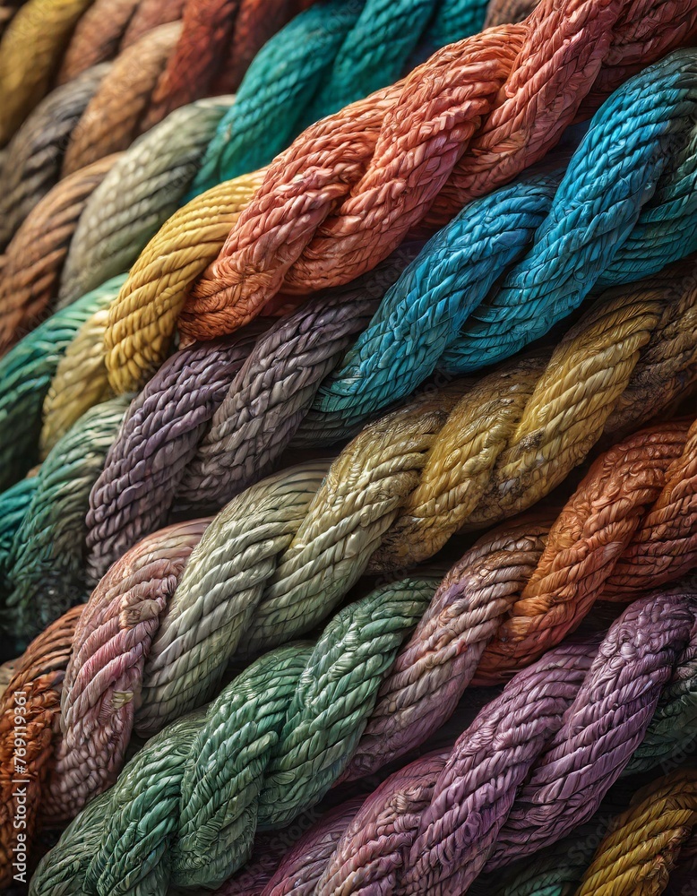 Vibrant Array: Close-Up of Assorted Colored Ropes