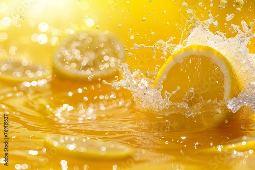 Lemon Fantasy: Lush Yellow Liquid Dance, Artistic View