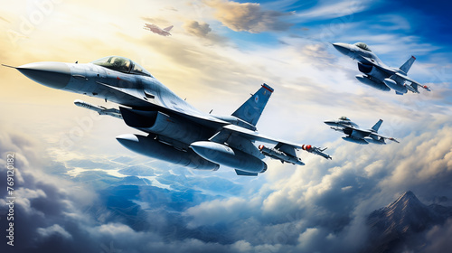 Military Jet in Action. Jet Maneuvers in the Sky