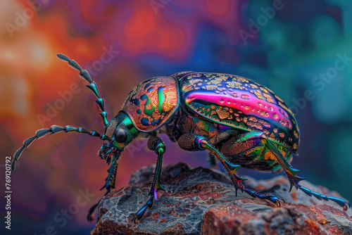 A purebred beetle poses for a portrait in a studio with a solid color background during a pet photoshoot.