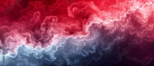  Red-white-blue smoke waves on a black-red background