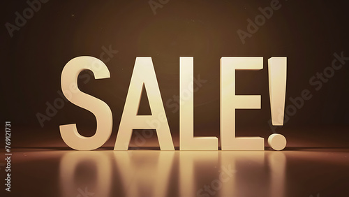 Golden “SALE!” Signage - 3d letters, soft shadows, minimalist