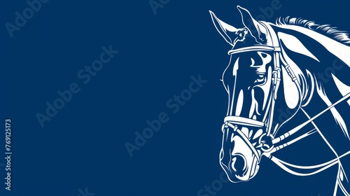  A horse with a bridle on its head on a blue background