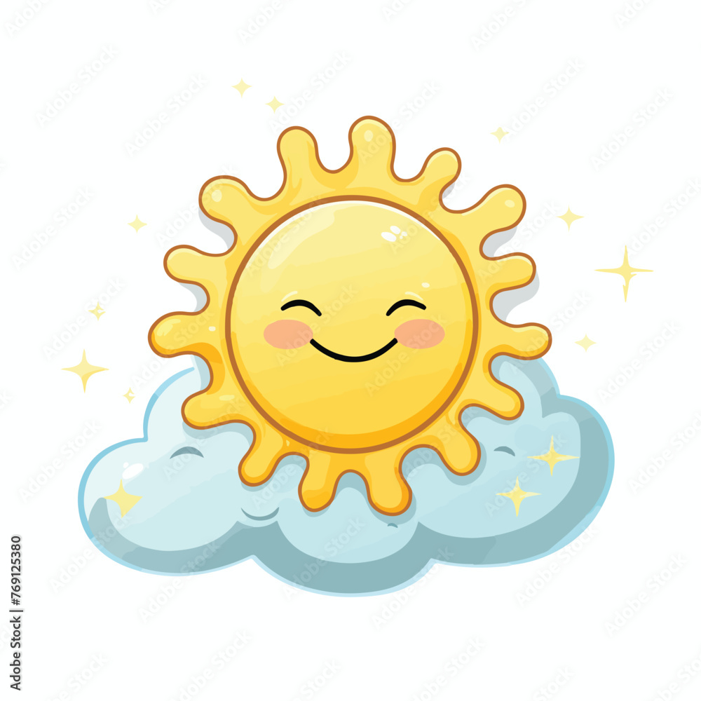 Sun and cloud weather symbol cartoon vector 