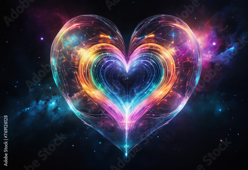 Abstract cosmic heart on a space background