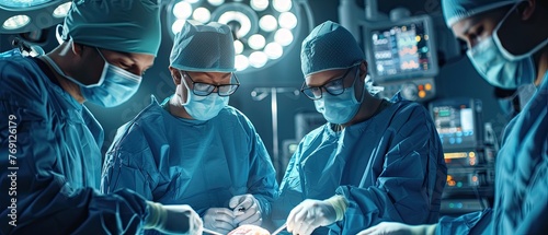 Dedicated Healthcare Team Performing Precision Surgery in Bright Operating Room