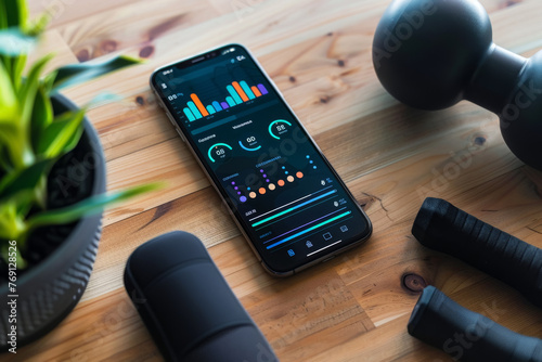 Plakat w ramie Fitness Tracker App Interface