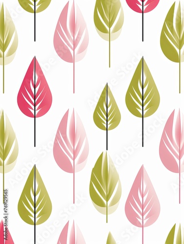 bright spring colors olive and white, pinknordic pattern white background 