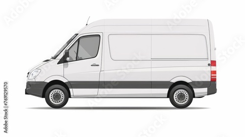 A delivery van captured from the side view, isolated on a clean white background © Chingiz