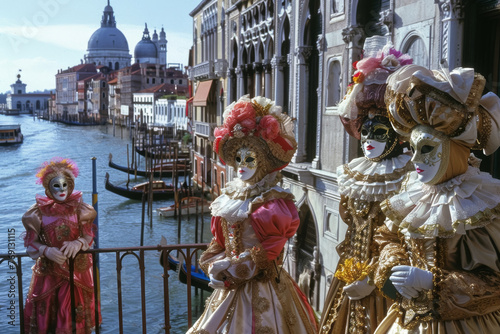 Venetian Carnival Scene with Costumed Figures © spyrakot