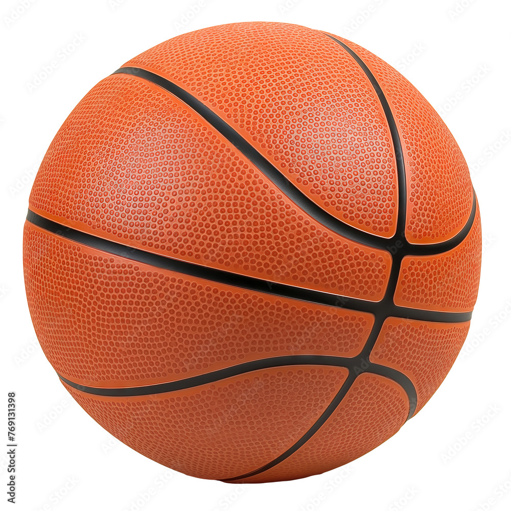 Fototapeta premium Basketball PNG isolated on transparent background with black seam lines and blank basketball ball texture and orange simple basketball