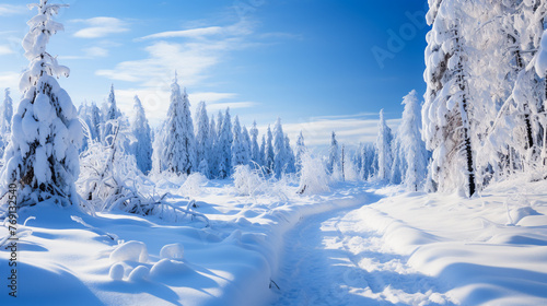 Winter landscape. Trees in the snow