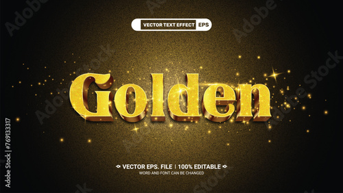 Golden 3d editable vector text effect with shinny golden color on shinny glitter background