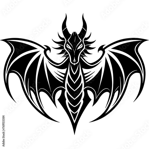 Dragon wint wings Logo style silhouette vector art Illustration