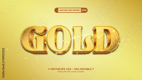 Gold editable 3d shinny sparkle vector text style effect on glitter texture background